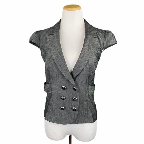 SpaceGirlz Gray Double Breasted Cap Sleeve Blazer